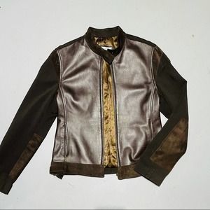 Confor Absolu Paris brown leather and suede biker motorcycle jacket Size M